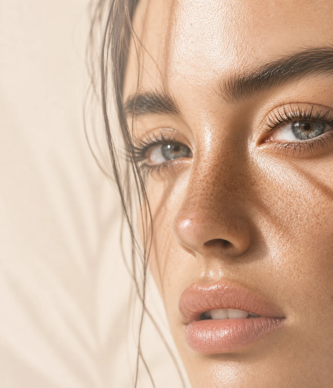 Luminous close-up beauty portrait for The Beauty Studio.